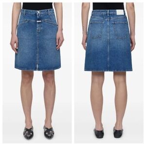 Closed Denim Stover X Denim Mini Skirt Belt Loops Side Pockets Medium Wash